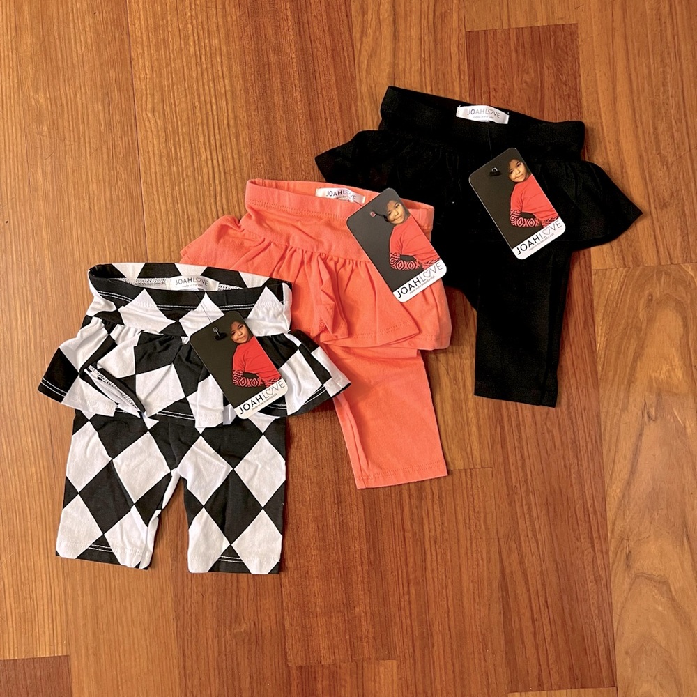 Joah Love “Pearl” Ruffled Cropped Leggings bundle. New w/Tags! 6m